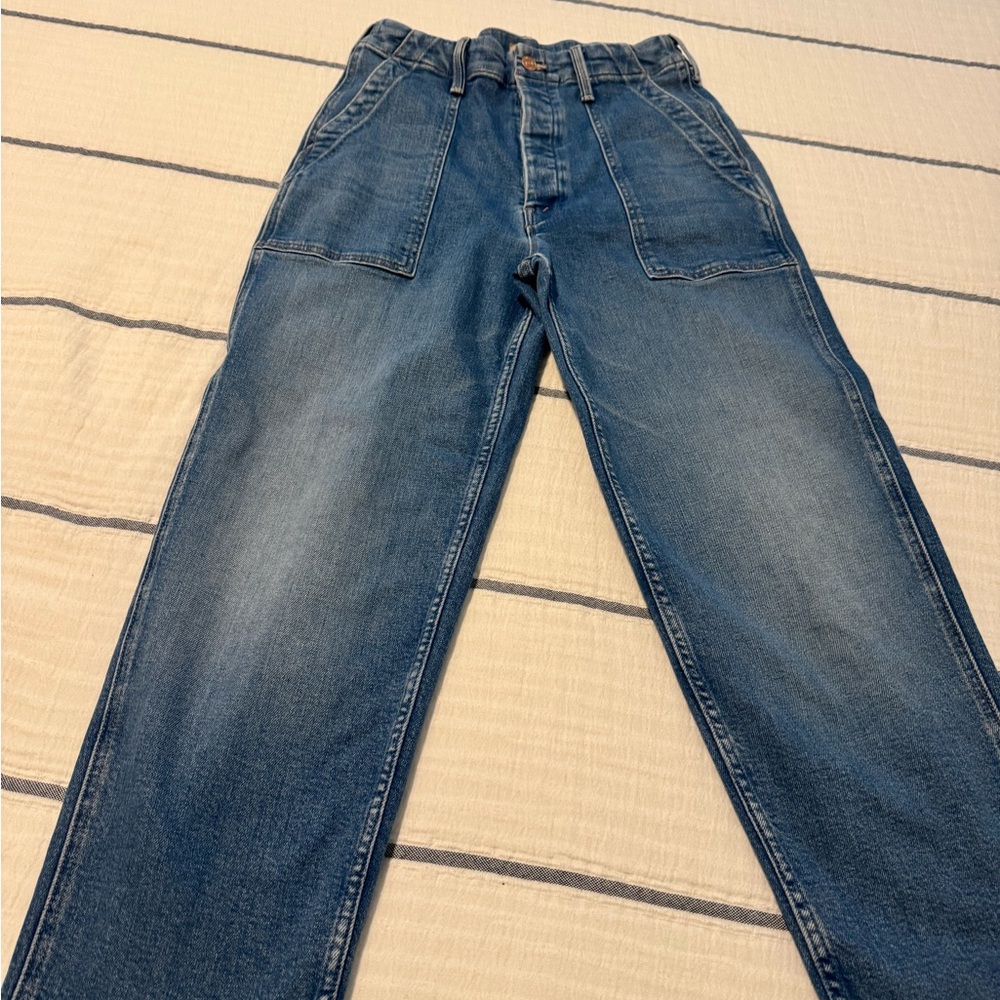 MOTHER High Rise Relaxed Fit Blue barrel Jeans
